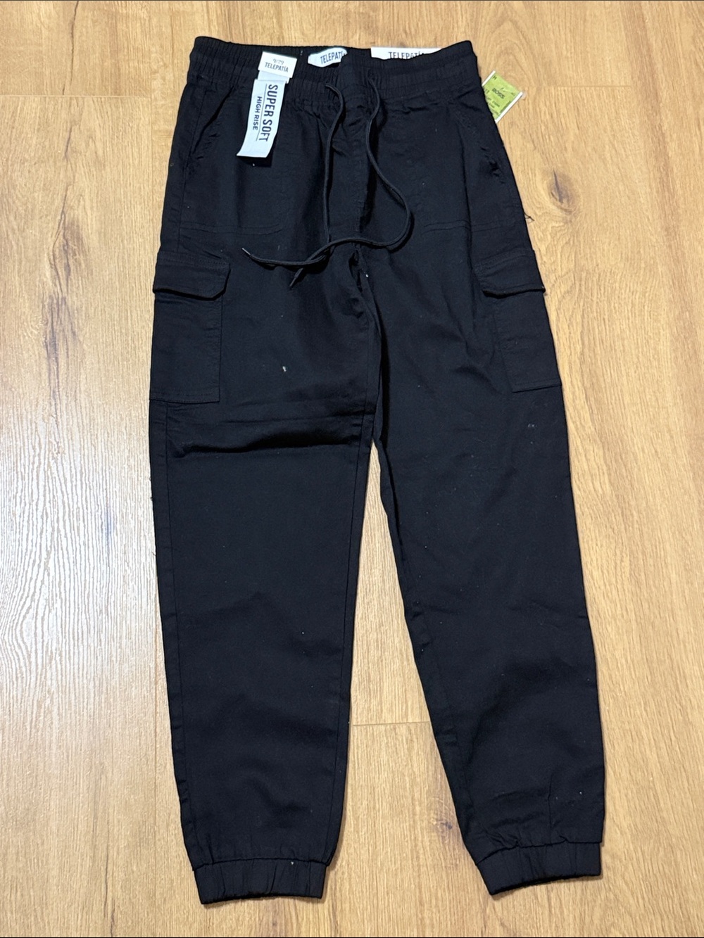 Super Soft Black Cargo Jogger Ankle Pants by Tinsel